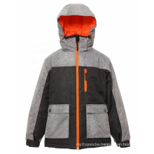 Kids Snow Jacket Black Denim Warm Insulation Winter Jacket with Large Cargo Pockets